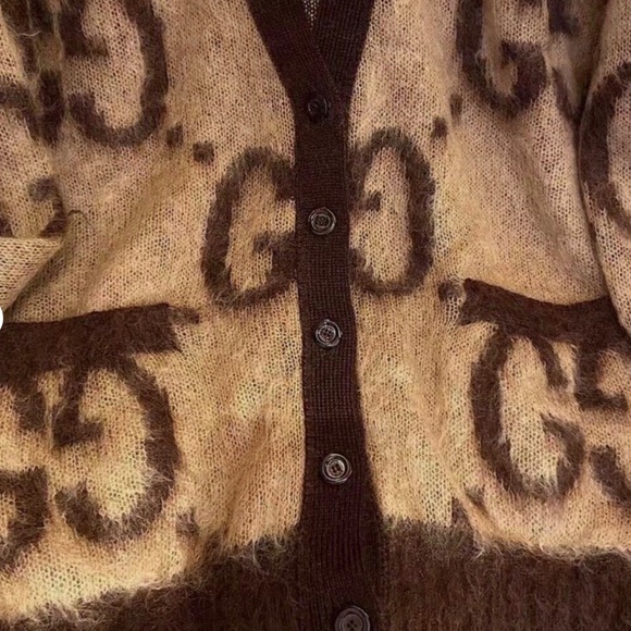 Gucci monogram GG reversible oversized jacquard mohair cardigan Small - Picture 5 of 10